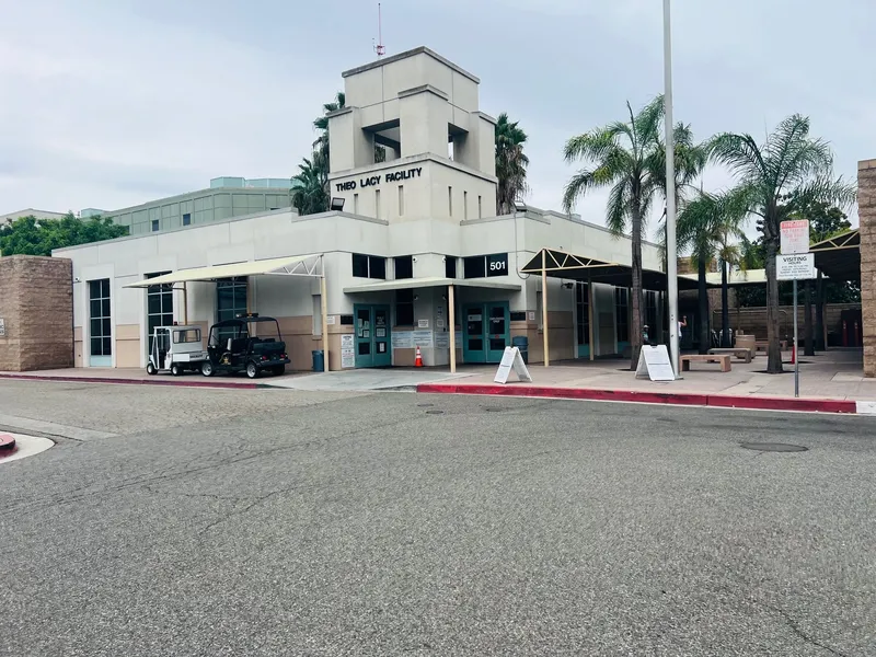 Front entrance and tower of the Theo Lacy Facility in Orange, California